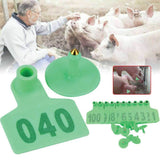 1-100 Cattle Number Ear Tag 6x7cm Set - Medium Green Sheep Livestock Label - Pet And Farm