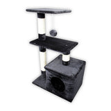 Pet Basic 3 Level Cat Scratching Tower & Playhouse Scratch 80 x 40 x 50cm - Pet And Farm