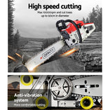 GIANTZ 52CC Petrol Commercial Chainsaw Chain Saw Bar E-Start Pruning - Pet And Farm