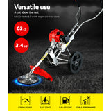 Giantz 62cc Petrol Brush Cutter Whipper Saw Trimmer 2 Stroke 3-in-1 Wheel - Pet And Farm