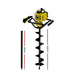 Giantz 92CC Petrol Post Hole Digger Auger Drill Borer Fence Earth Power 200mm - Pet And Farm