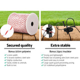 Giantz Electric Fence Wire 500M Fencing Roll Energiser Poly Stainless Steel - Pet And Farm