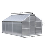 Greenfingers Greenhouse Aluminium Green House Garden Shed Greenhouses 3.02x2.5M - Pet And Farm