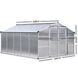 Greenfingers Greenhouse Aluminium Green House Garden Shed Greenhouses 3.08x2.5M - Pet And Farm