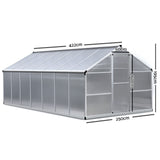 Greenfingers Greenhouse Aluminium Green House Garden Shed Greenhouses 4.22x2.5M - Pet And Farm