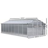 Greenfingers Greenhouse Aluminium Green House Garden Shed Greenhouses 4.7x2.5M - Pet And Farm