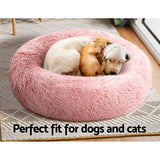 Pet Bed Dog Cat Calming Bed Medium 75cm Pink Sleeping Comfy Cave Washable - Pet And Farm
