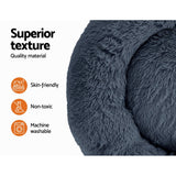 i.Pet Pet Bed Dog Cat 90cm Large Calming Soft Plush Bed Dark Grey - Pet And Farm