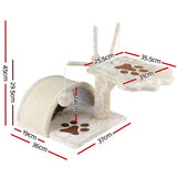 i.Pet Cat Tree 45cm Trees Scratching Post Scratcher Tower Condo House Furniture Wood Beige - Pet And Farm