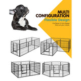 i.Pet 8 Panel Pet Dog Playpen Puppy Exercise Cage Enclosure Fence Play Pen 80x80cm - Pet And Farm