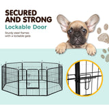 i.Pet 8 Panel Pet Dog Playpen Puppy Exercise Cage Enclosure Fence Play Pen 80x80cm - Pet And Farm
