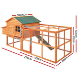 i.Pet Chicken Coop Coops Wooden Rabbit Hutch Hen Chook House Ferret Large Run XL - Pet And Farm