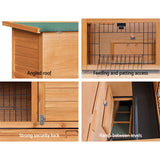 i.Pet Rabbit Hutch 91.5cm x 45cm x 82cm Chicken Coop Large Wooden House Run Cage Pet Bunny - Pet And Farm