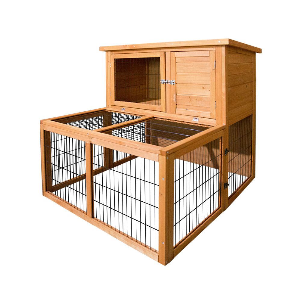 i.Pet Chicken Coop 96cm x 96cm x 100cm Rabbit Hutch Large Run Wooden C Pet And Farm