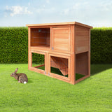 i.Pet Rabbit Hutch Hutches Large Metal Run Wooden Cage Chicken Coop Guinea Pig - Pet And Farm