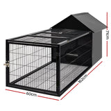 i.Pet Rabbit Cage Hutch Cages Indoor Outdoor Hamster Enclosure Pet Metal Carrier 162CM Length - Pet And Farm