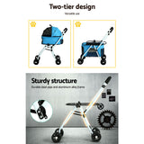 i.Pet Pet Stroller Dog Pram Large Cat Carrier Travel Foldable 4 Wheels Double - Pet And Farm