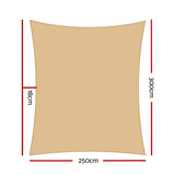 Instahut 2.5x3m Shade Sail Sun Shadecloth 280gsm Sand - Pet And Farm