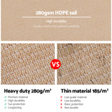 Instahut 2.5x3m Shade Sail Sun Shadecloth 280gsm Sand - Pet And Farm