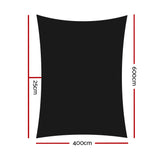 Instahut 4x6m Shade Sail Sun Shadecloth 280gsm Black - Pet And Farm
