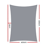 Instahut Sun Shade Sail Cloth Shadecloth Outdoor Canopy Rectangle 280gsm 4x6m - Pet And Farm