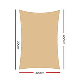 Instahut 3x6m Shade Sail Cloth Shadecloth Rectangle Heavy Duty Sand Sun Canopy - Pet And Farm