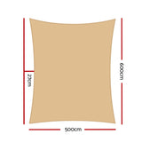 Instahut Shade Sail Cloth Rectangle Shadesail Heavy Duty Sand Sun Canopy 5x6m - Pet And Farm