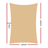Instahut 2 x 4m Waterproof Rectangle Shade Sail Cloth - Sand Beige - Pet And Farm