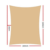 Instahut 3 x 5m Waterproof Rectangle Shade Sail Cloth - Sand Beige - Pet And Farm