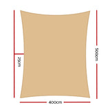 Instahut 4 x 5m Waterproof Rectangle Shade Sail Cloth - Sand Beige - Pet And Farm