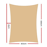 Instahut 4 x 6m Waterproof Rectangle Shade Sail Cloth - Sand Beige - Pet And Farm