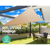 Instahut 5 x 5 x 5m Waterproof Triangle Shade Sail Cloth - Sand Beige - Pet And Farm