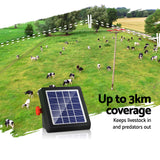 Giantz 4km Electric Fence Energiser Solar Energizer Charger Farm Animal 0.13J - Pet And Farm