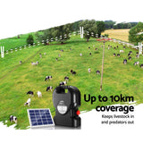 Giantz Electric Fence Energiser Solar Fencing Energizer Charger Farm Animal 10km 0.5J - Pet And Farm