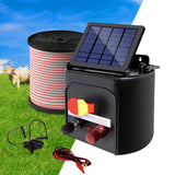 Giantz 3km Solar Electric Fence Energiser Charger with 400M Tape and 25pcs Insulators - Pet And Farm