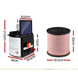 Giantz 5km Solar Electric Fence Energiser Charger with 400M Tape and 25pcs Insulators - Pet And Farm