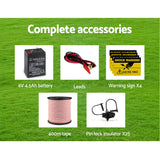 Giantz 5km Solar Electric Fence Energiser Charger with 400M Tape and 25pcs Insulators - Pet And Farm