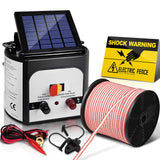 Giantz 8km Solar Electric Fence Energiser Charger with 400M Tape and 25pcs Insulators - Pet And Farm