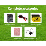 Giantz 3km Solar Electric Fence Energiser Charger with 500M Tape and 25pcs Insulators - Pet And Farm