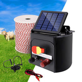 Giantz 3km Solar Electric Fence Energiser Charger with 500M Tape and 25pcs Insulators - Pet And Farm