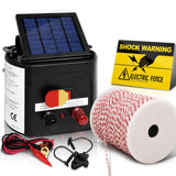 Giantz 5km Solar Electric Fence Energiser Charger with 500M Tape and 25pcs Insulators - Pet And Farm