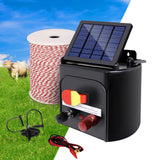 Giantz 5km Solar Electric Fence Energiser Charger with 500M Tape and 25pcs Insulators - Pet And Farm