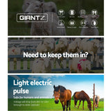 Giantz 5KM Solar Electric Fence Energiser Energizer 0.15J + 2000M Poly Fencing Wire Tape - Pet And Farm