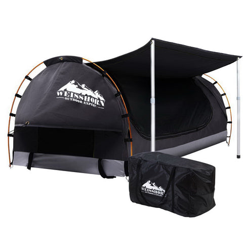 Weisshorn Double Swag Camping Swags Canvas Free Standing Dome Tent Dark Grey - Pet And Farm 