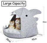 Shark Shape Pet Cave Bed for Cats andSmall Dogs 45 x 45 x 38 cm (Light Grey) - Pet And Farm
