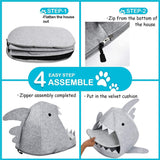 Shark Shape Pet Cave Bed for Cats andSmall Dogs 45 x 45 x 38 cm (Light Grey) - Pet And Farm