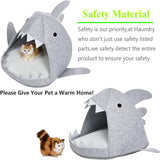 Shark Shape Pet Cave Bed for Cats andSmall Dogs 45 x 45 x 38 cm (Light Grey) - Pet And Farm