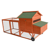 YES4PETS 248 cm XL Chicken Coop Rabbit Hutch Ferret Hen Guinea Pig House With Wheels - Pet And Farm