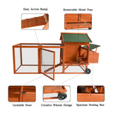 YES4PETS 248 cm XL Chicken Coop Rabbit Hutch Ferret Hen Guinea Pig House With Wheels - Pet And Farm