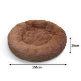 Pet Dog Bed Bedding Warm Plush Round Soft Dog Nest Light Coffee  XL 100cm - Pet And Farm